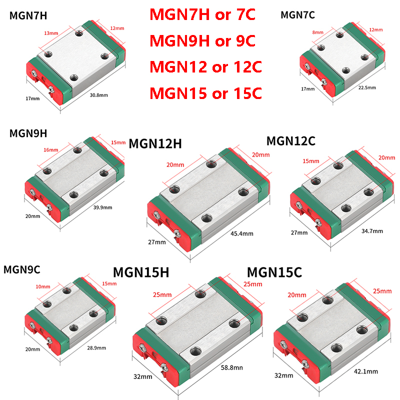 Linear Rail Mgn12H Set - Bloc de chariot pour MGN7C MGN7H